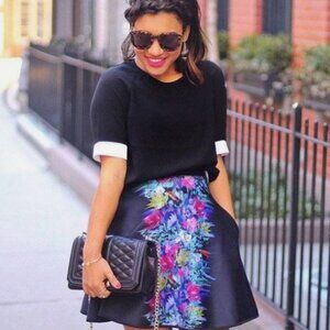 Cynthia Rowley Black Bonded A-Line Skirt Pockets S